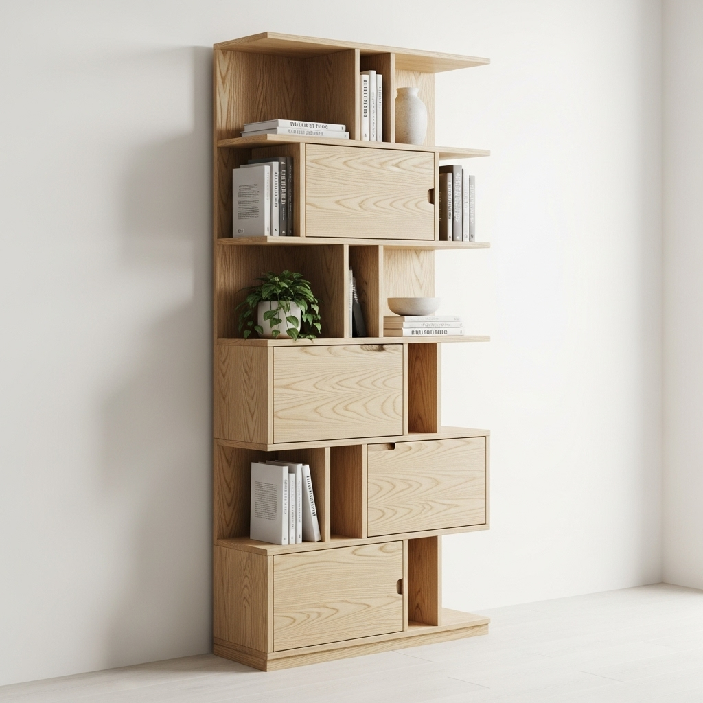 Modern wooden bookshelf